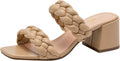 Braided Heeled Sandals Strappy Square Open Toe Backless (Style QPS2)