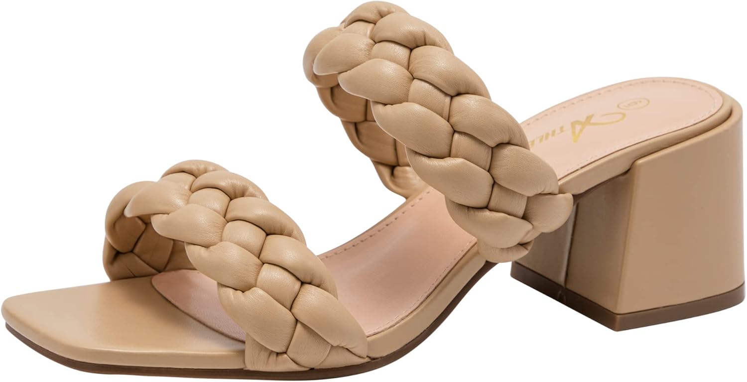 Athlefit Women's Braided Heeled Sandals for Stylish Comfort