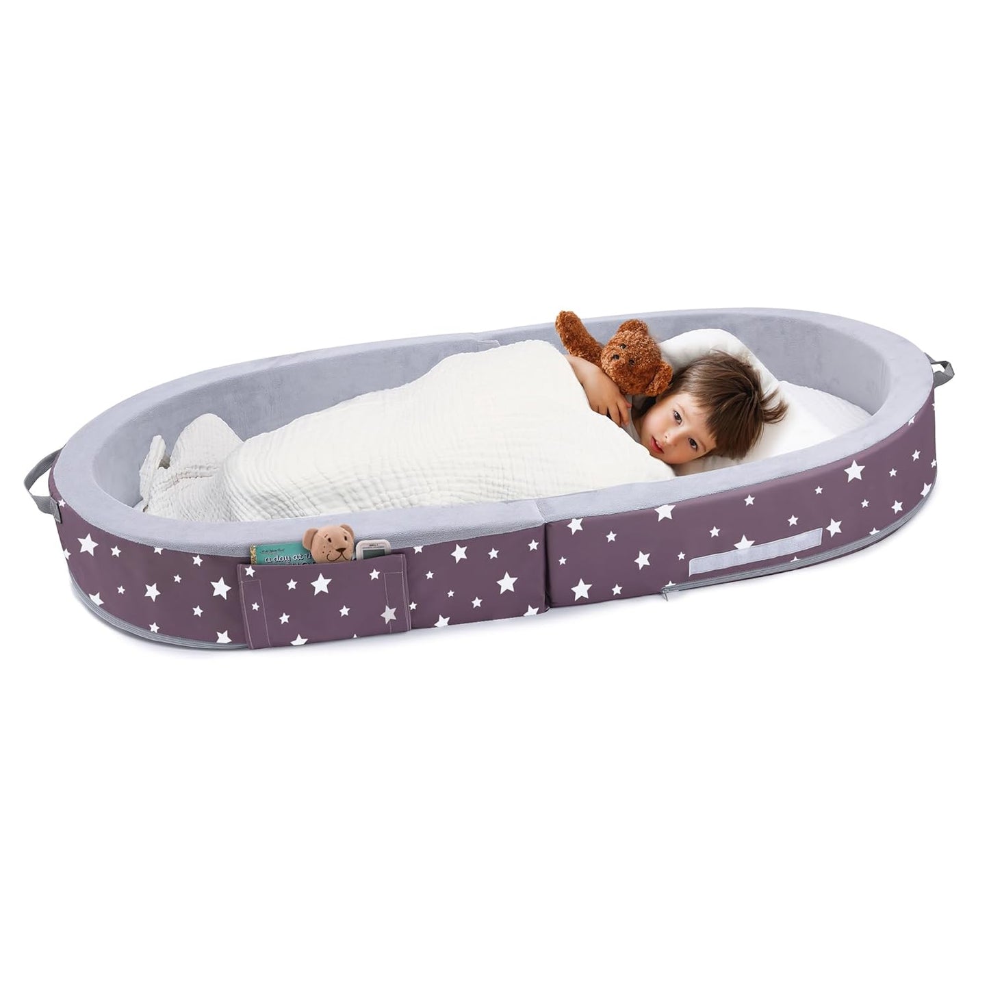 Mooedcoe Portable Foldable Toddler Travel Bed for Kids Comfort