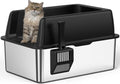 Zarler Stainless Steel Litter Box XL - Deep, Leak-Resistant