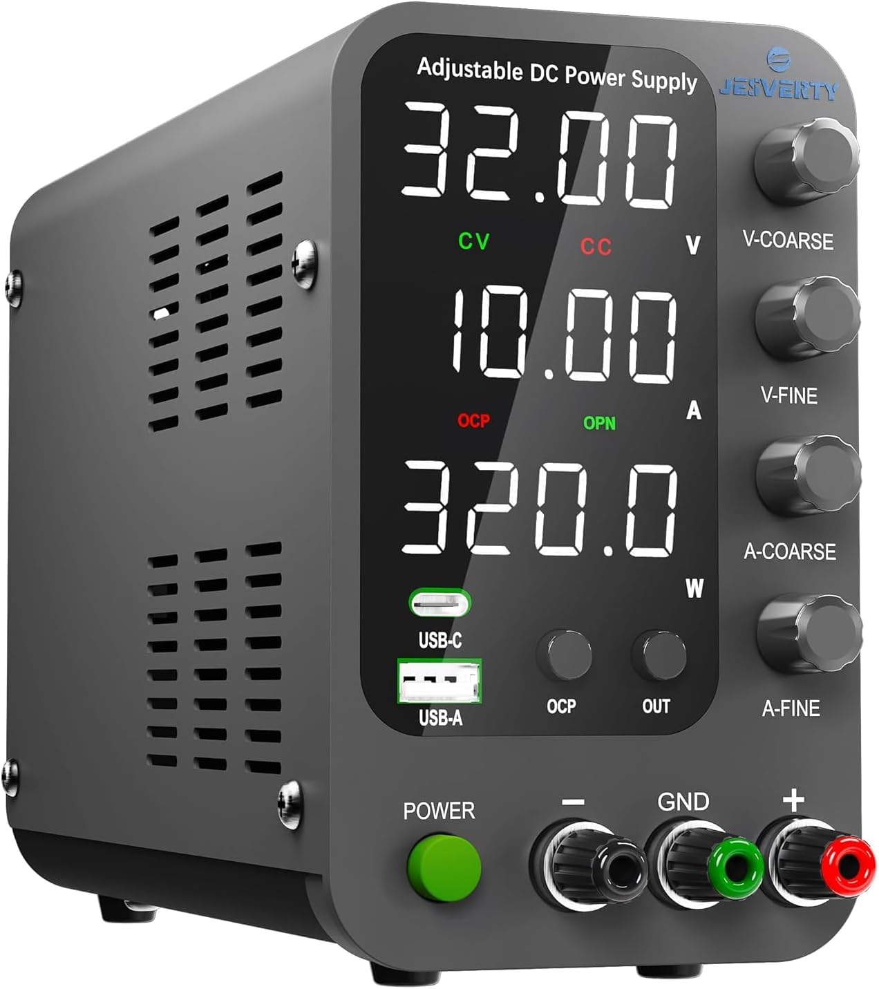 DC Power Supply Variable 0-32V 0-10A with USB Quick-Charge