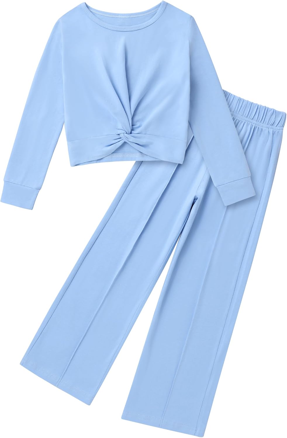 Girls Fall Outfits Fashion Solid Long Sleeve Twist Crop Tops