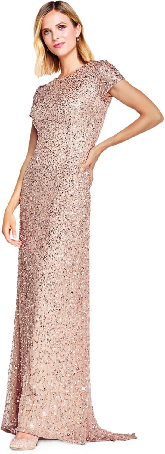 Stunning Short Sleeve Sequin Gown for Glamorous Events