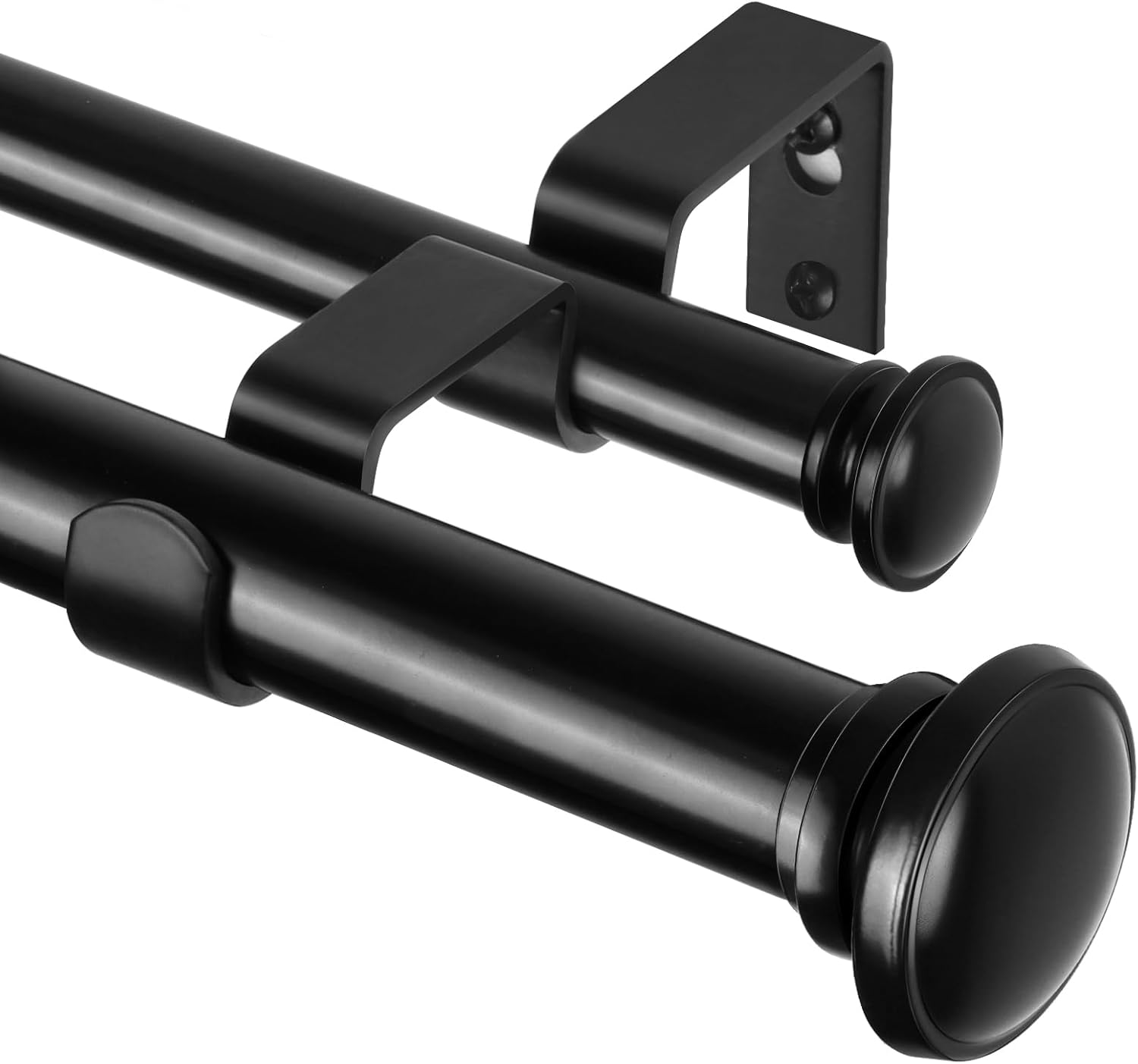 TONIAL 1 Inch Double Curtain Rods for Adjustable Windows 72 to 144 in