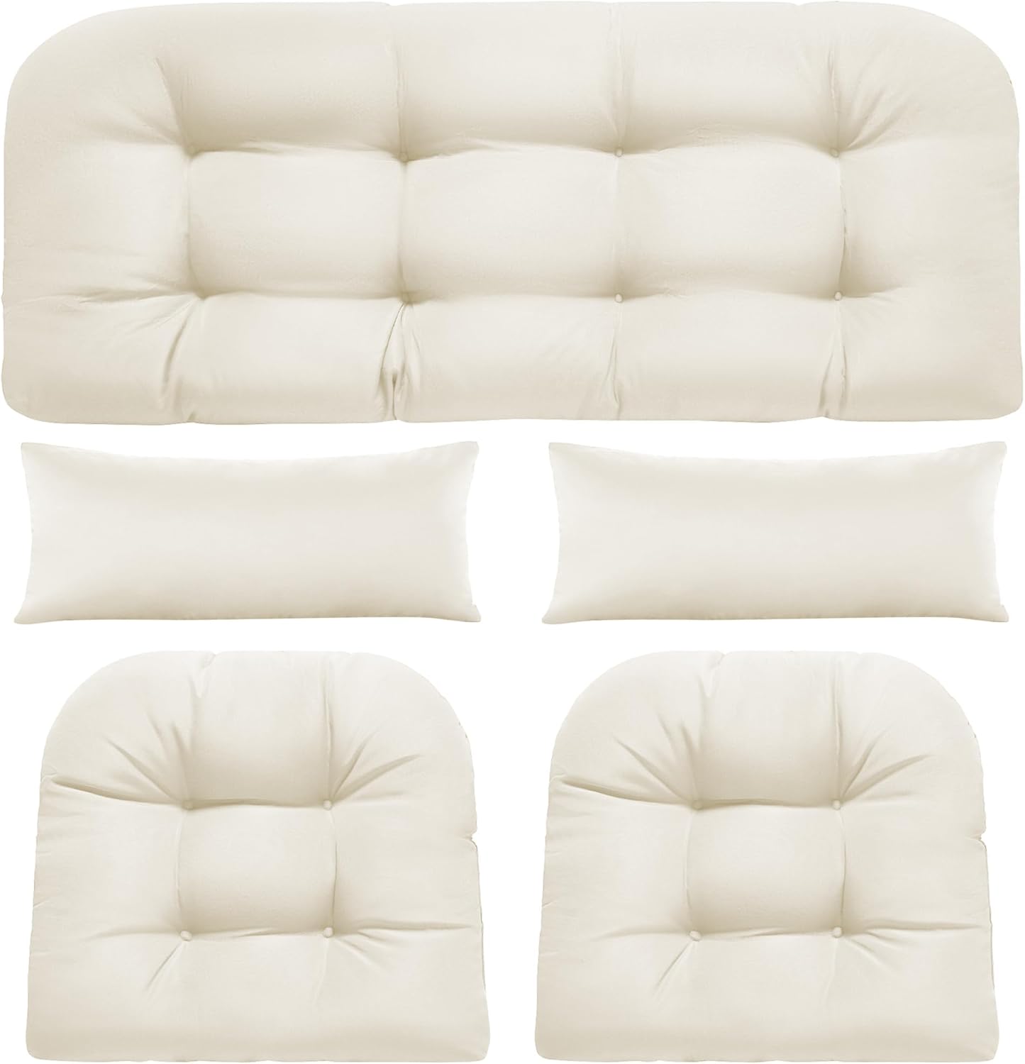 Wicker Chair Cushions Set of 5 for Outdoor Loveseat Comfort
