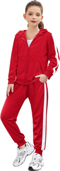 Girls Two-Piece Tracksuit with White Side Stripe - Cozy Jogger Set