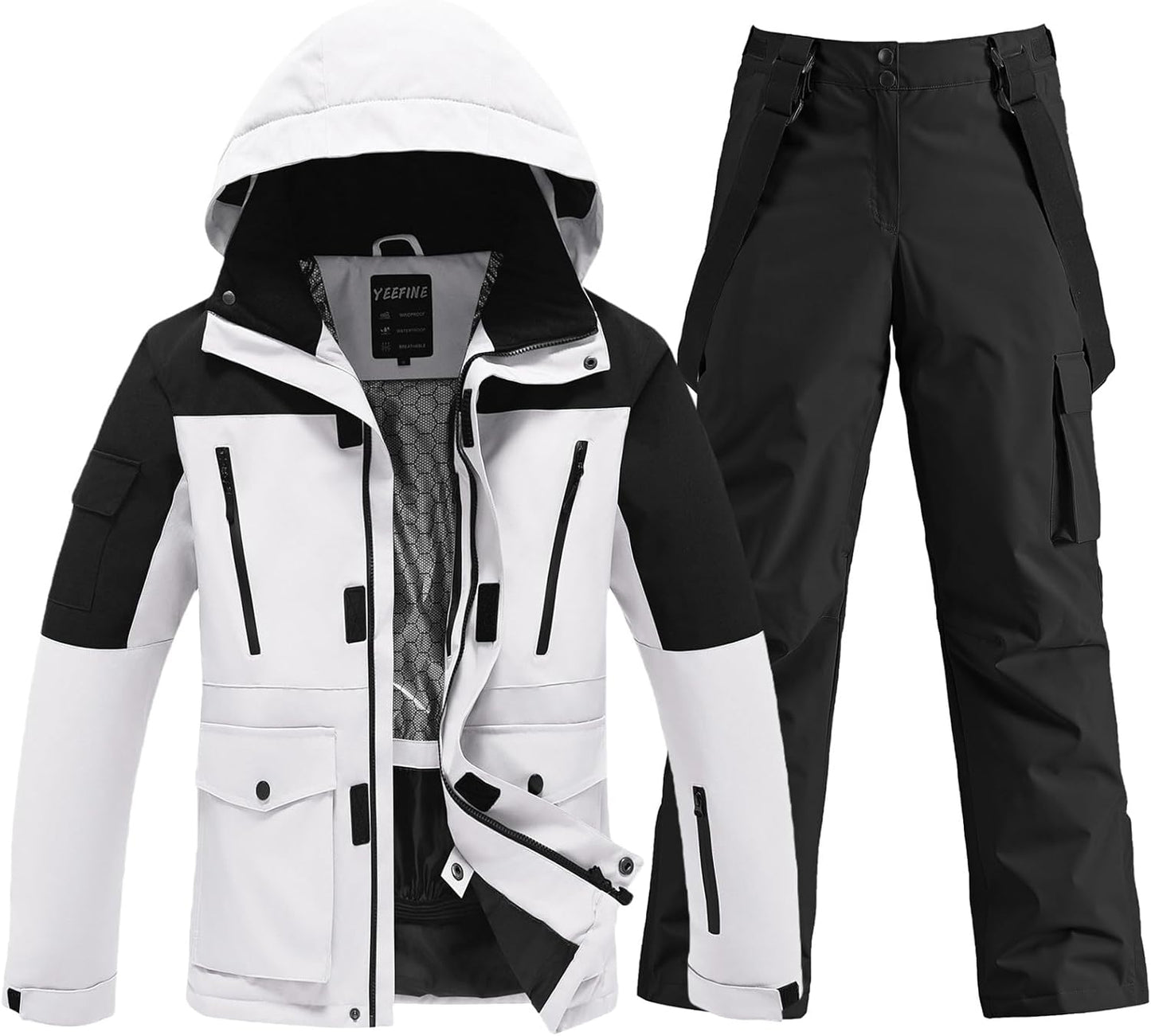 YEFFINE Men's Ski Suit Two Piece Insulated Snowsuits for Winter