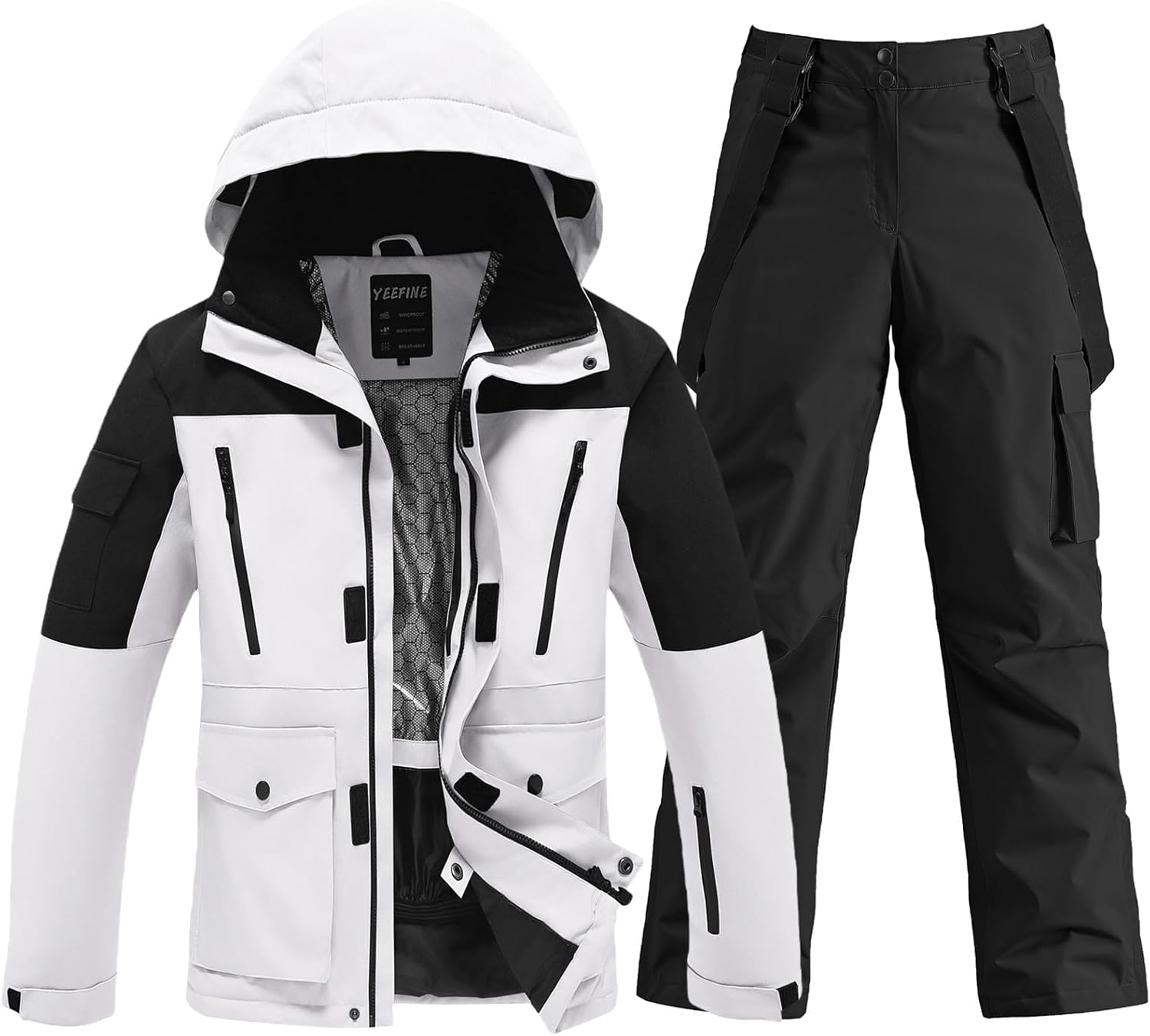 YEFFINE Men's Ski Suit Two Piece Insulated Snowsuits for Winter