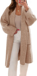 Womens Long Cardigan Oversized Chunky Knit Coatigan - Pockets
