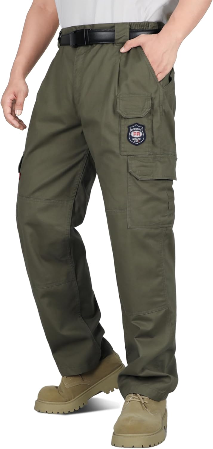 BOCOMAL Men's Flame Resistant Cargo Pants for Safety and Comfort