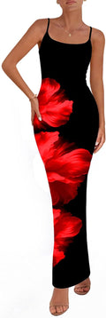 Floral Maxi Dress Spaghetti Strap Bodycon Slip - Summer 2025 Club