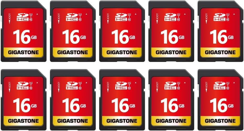 GIGASTONE 16GB SD Card 10-Pack for High Speed Full HD Video