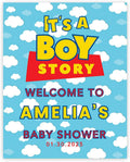 Its A Boy Story Baby Shower Welcome Sign 16x20 - Personalized Canvas