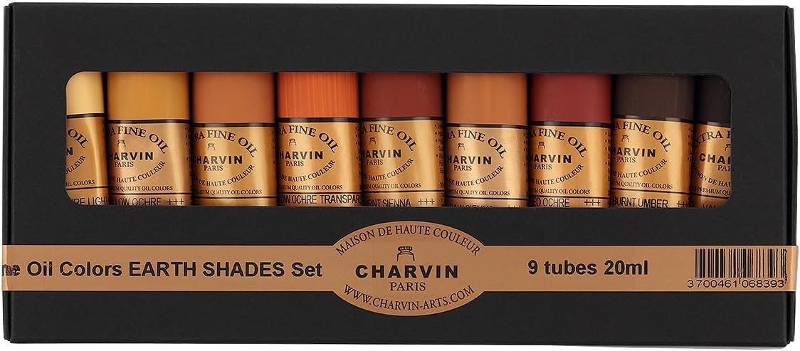 Charvin Extra Fine Professional Artist Oil Paint Set of 9 Earth Tones