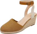 DREAM PAIRS Women's Closed Toe Espadrille Wedge Heels Sandals