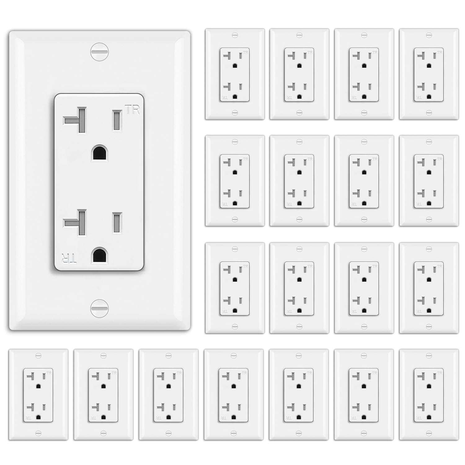 20 Pack 20 Amp Decor Wall Receptacle Outlet for Safety and Style