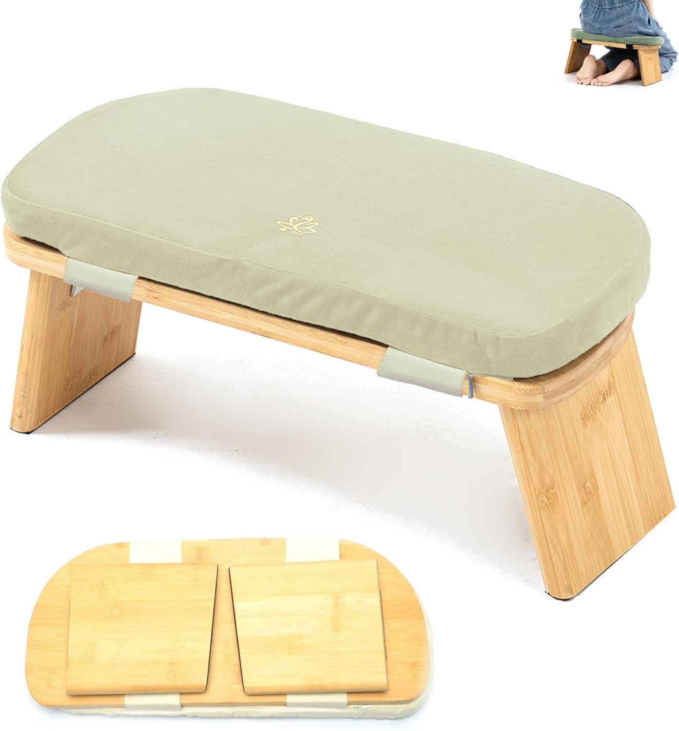 Bamboo Meditation Bench for Comfortable Seiza Posture Support