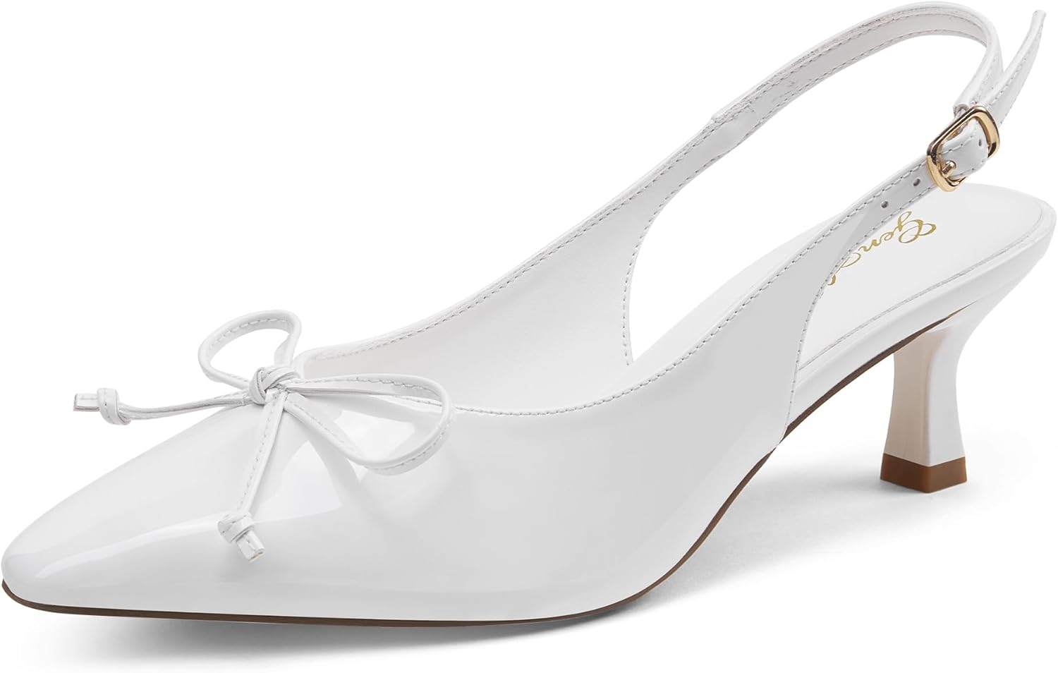 GENSHUO Low Kitten Heels Elegant Slingback Dressy Pumps