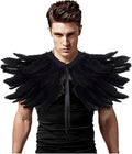 Gothic Black Feather Shrug Cape Shawl for Halloween Costume