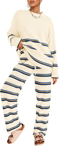 LILLUSORY 2 Piece Sets for Women - Striped Knit Lounge Sweatsuit