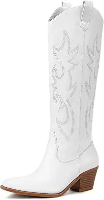Athlefit Women's Western Embroidered Cowboy Boots for Style