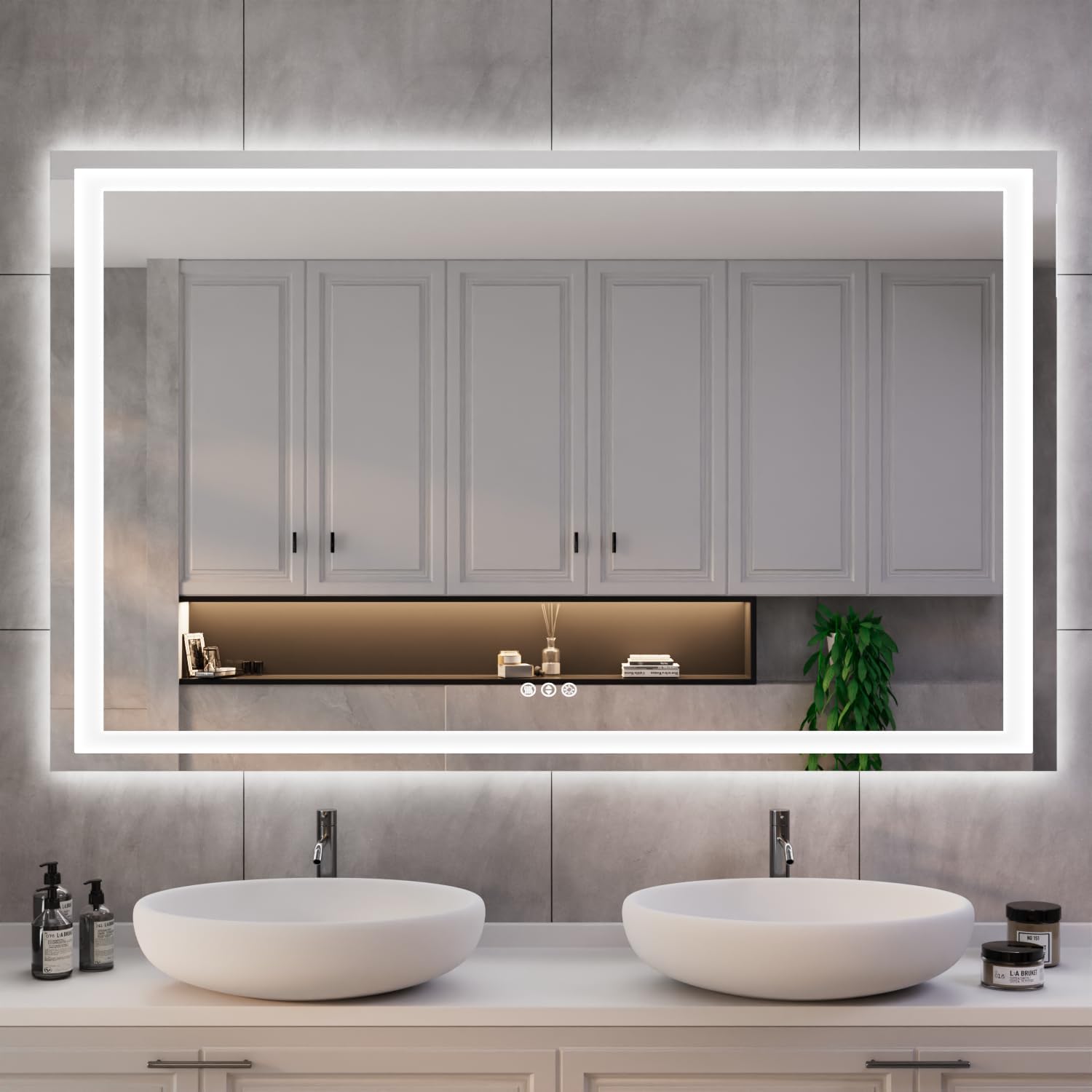 ISK 50ft' x 36ft LED Mirror for Bathroom with Backlit Lighting