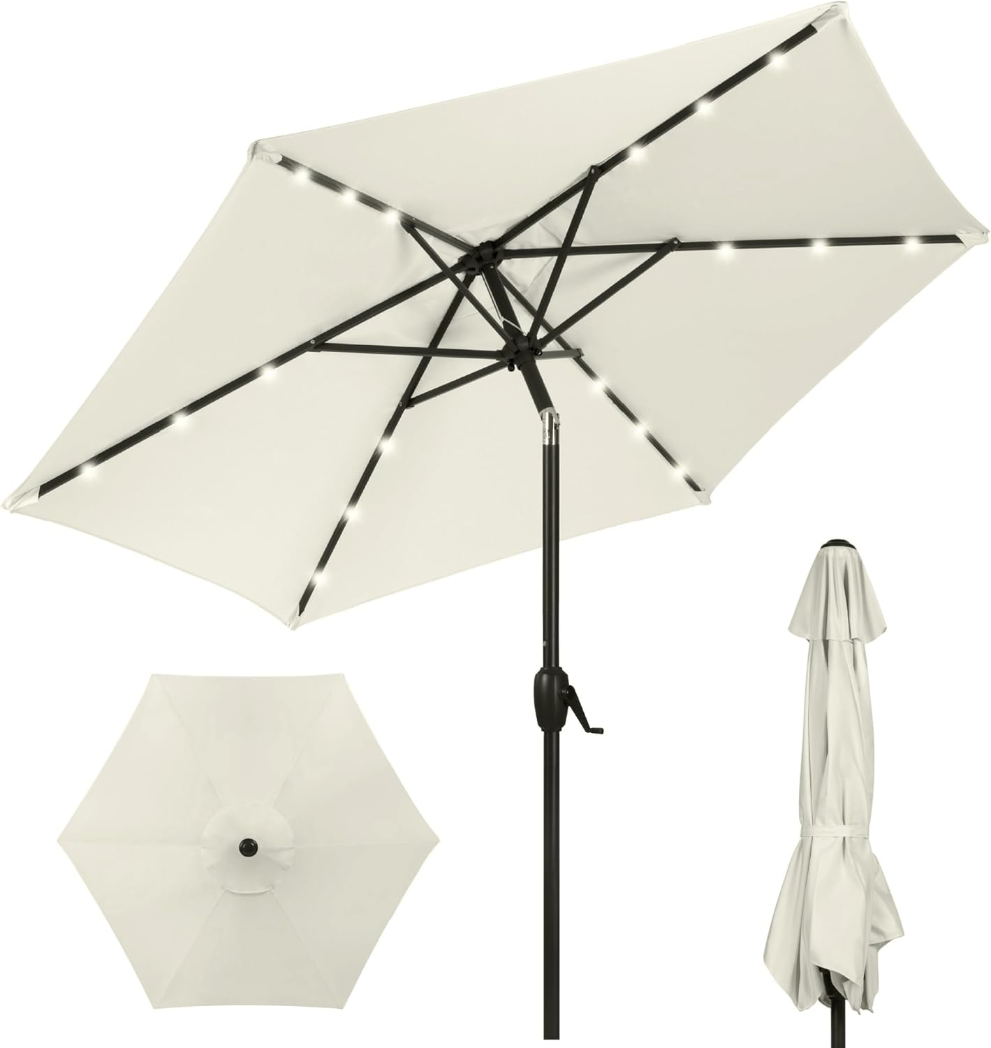 7.5ft Outdoor Solar Market Table Patio Umbrella with LED Lights