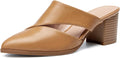 Syktkmx Women's Cutout Backless Mules Slip On Closed Toe Heeled