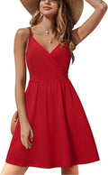 STYLEWORD Womens Sundress Floral Wrap V Neck Backless Midi Dress