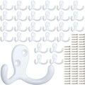 Double Prong Coat Hooks 28 Pack - Heavy Duty Wall Mounted Utility