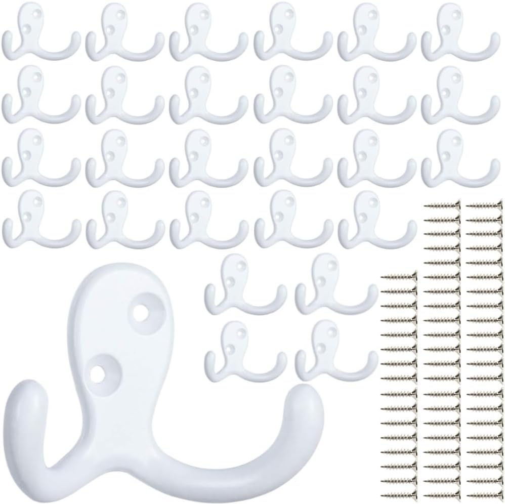 IBosins 28 Pack Heavy Duty Double Prong Coat Hooks - Organize with Style!
