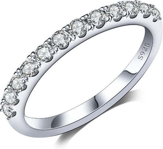 Moissanite Wedding Bands in 925 Sterling Silver Eternity Rings