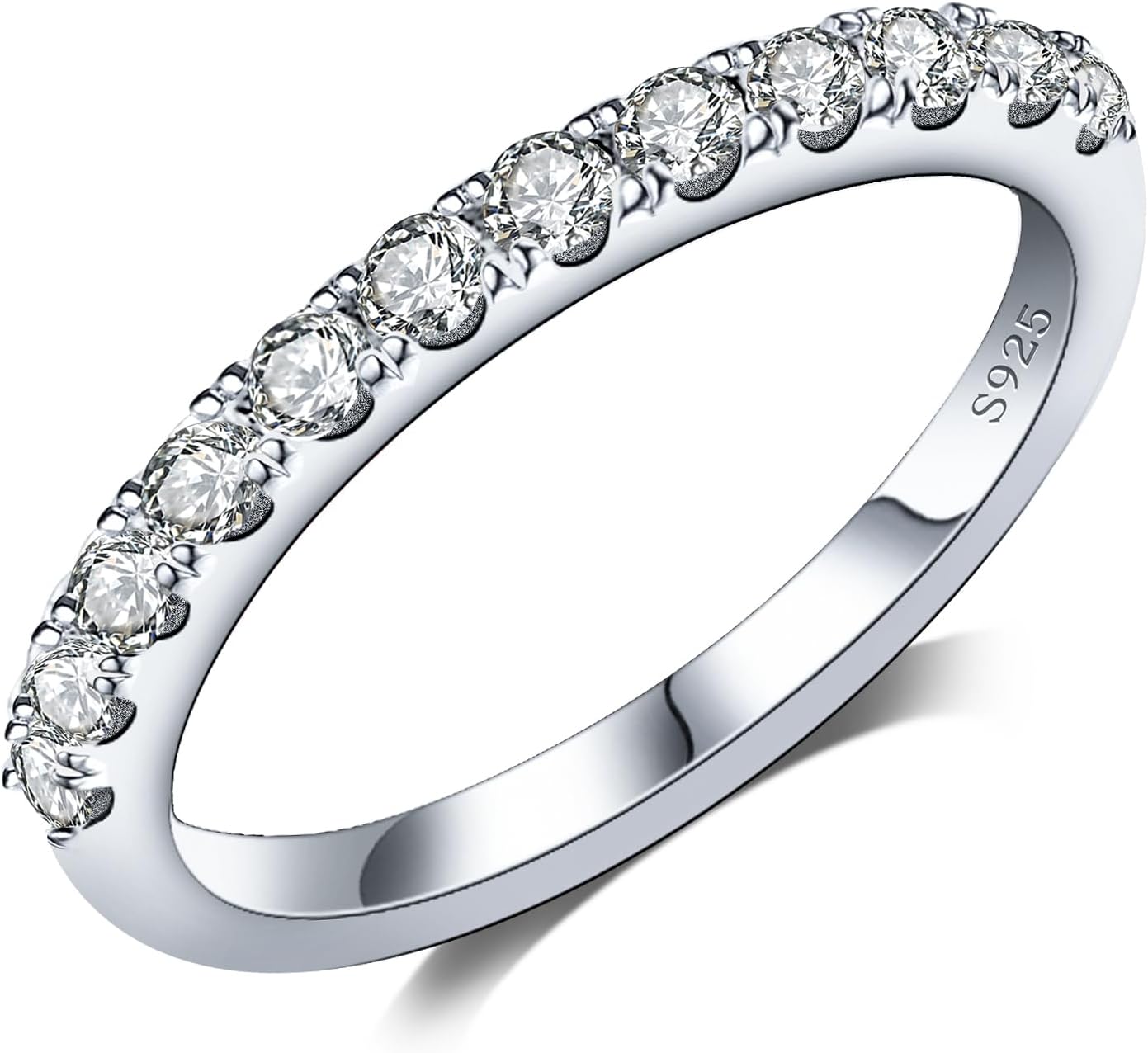 Moissanite Wedding Bands in 925 Sterling Silver for Women