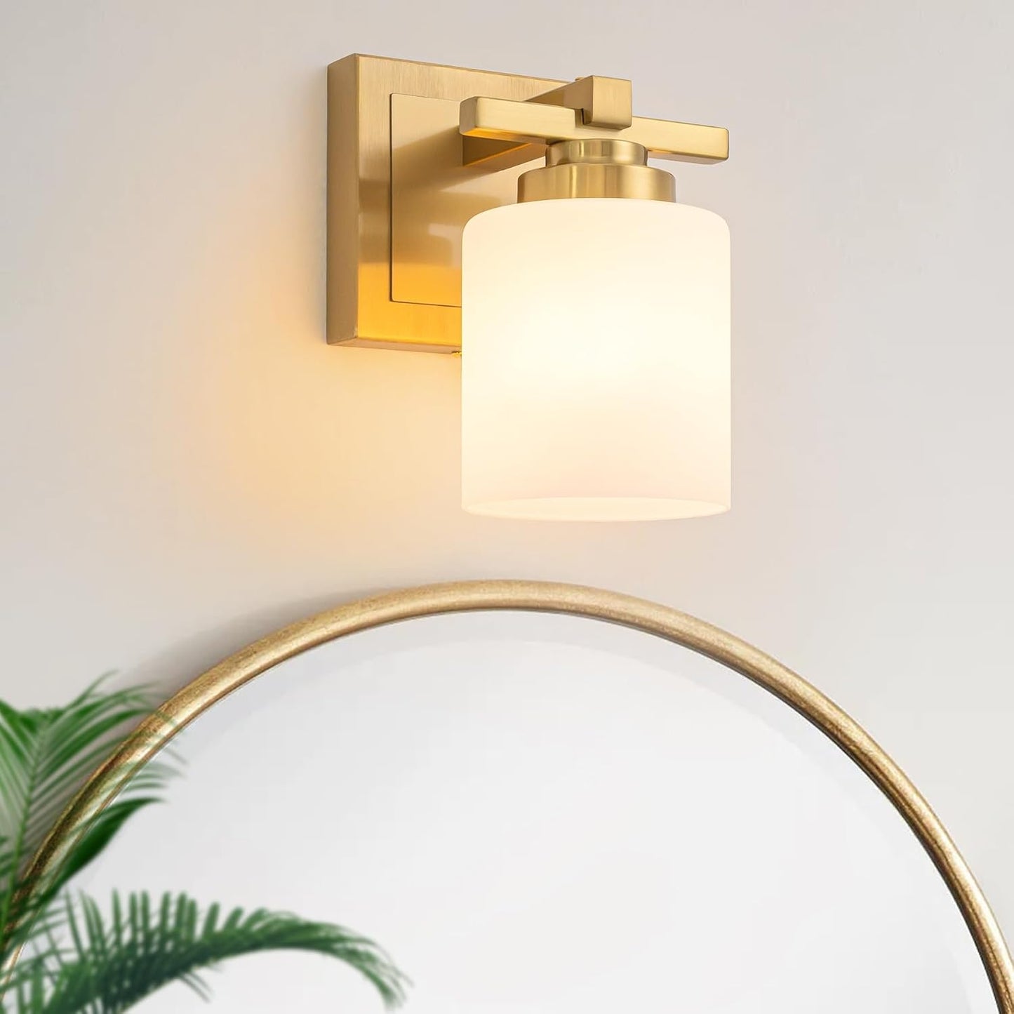 Modern Bathroom Light Fixtures Over Mirror with Brass Finish