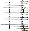 Wall Fishing Rod Pole Rack 4 Set Holds 16 Rods - Space Saving Garage