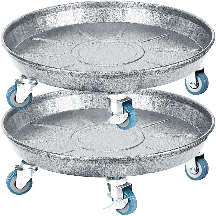 Round Plant Stand with Wheels for Indoor Outdoor Use
