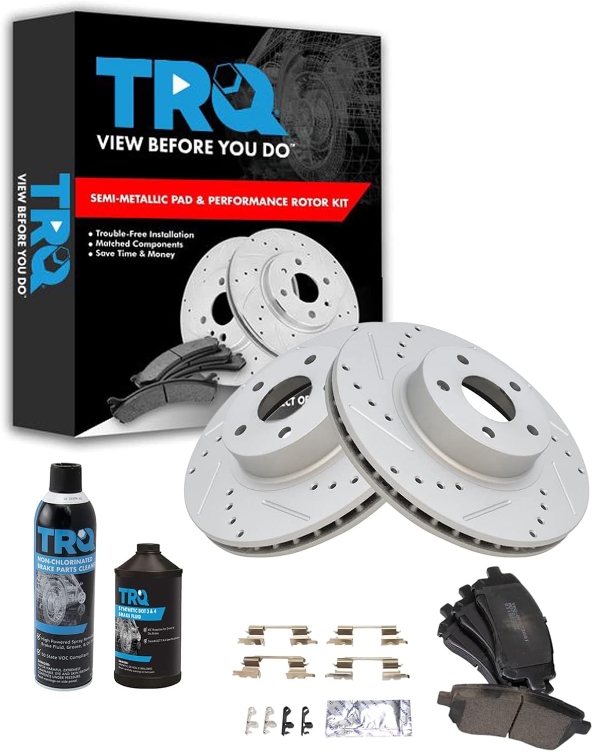 TRQ Front Brake Pad & Rotor Kit for Subaru Performance Upgrade