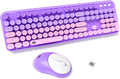FD Wireless Keyboard and Mouse Combo - Full Size Purple Gradient Retro