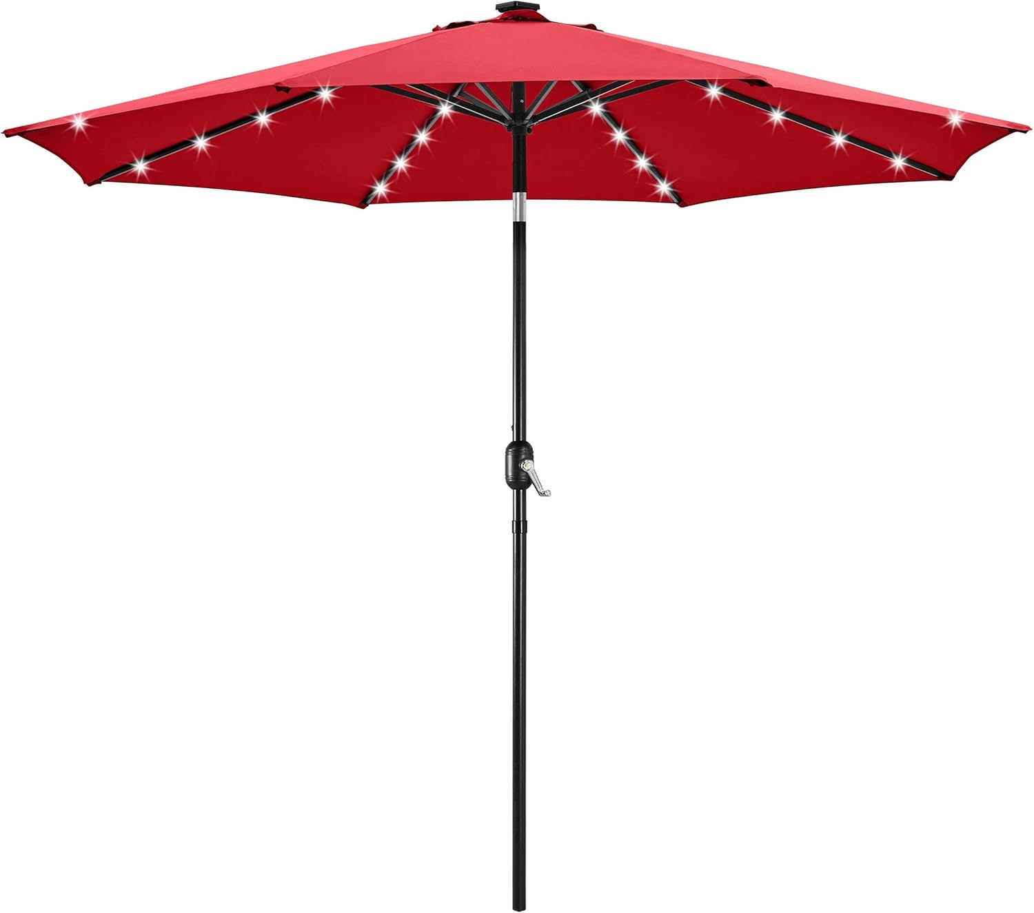 10FT Solar Powered Patio Umbrella with LED Lights for Shade