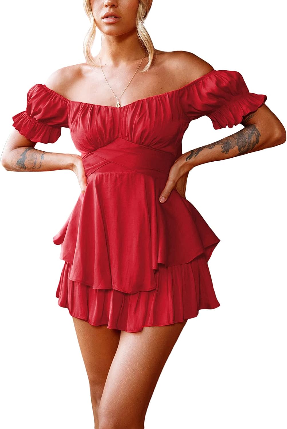 Boho Floral Off Shoulder Ruffle Chiffon Jumpsuit for Women
