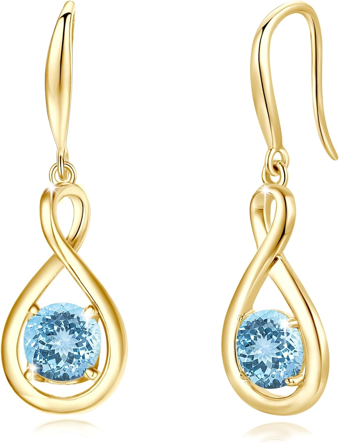 Dangle Drop Earrings in 925 Sterling Silver with Birthstone