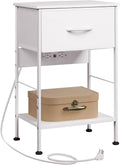 Nightstand with Charging Station 25 in Nightstand - Compact 2-Tier