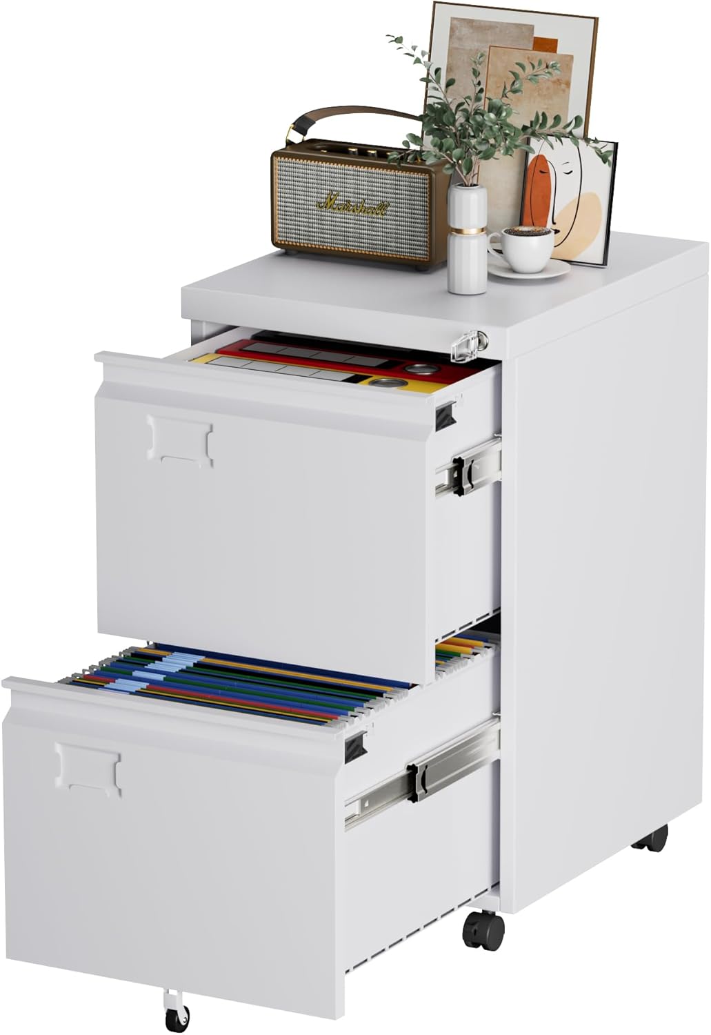 Aobabo 2 Drawer File Cabinet with Wheels for Home Office Use