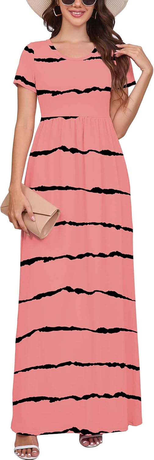 DEARCASE Casual Summer Maxi Dress with Pockets for Women