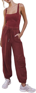 Women's Sleeveless Summer Jumpsuit Square Neck Drawstring Waist makes