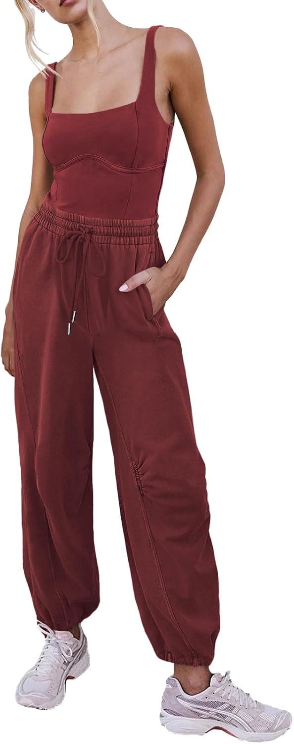 Women's Sleeveless Summer Jumpsuit with Drawstring Waist