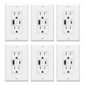 ThunderWay USB Outlet 15 Amp Wall Outlet with USB Ports - 6 Pack
