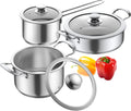 Aufranc Stainless Steel Pots and Pans Set, 6 Piece Nonstick Cookware