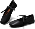 Womens Mary Jane Square Toe Ballet Flats - Comfortable Bow Slip On