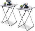 Easy Fold White Marble TV Trays - Set of 2